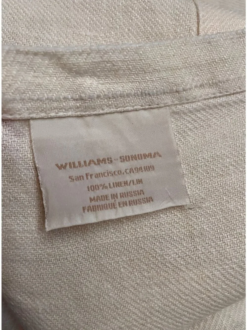 Vintage Williams Sonoma Madison Classic Linen Bistro-Style Waist Apron RARE